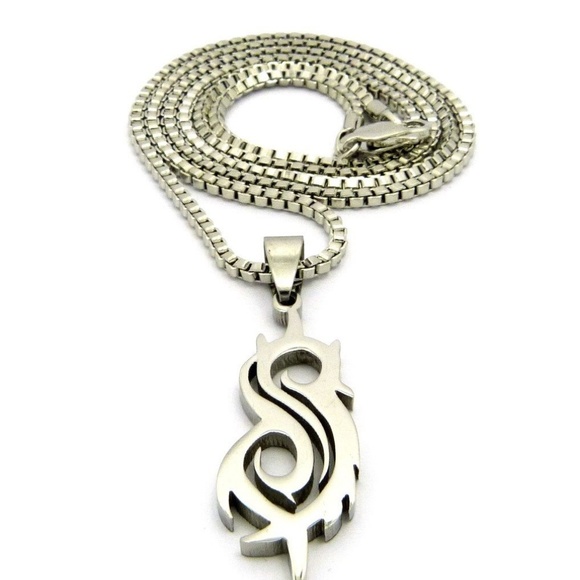 SLIPKNOT STAINLESS STEEL PENDANT WITH BOX CHAIN - Picture 2 of 4